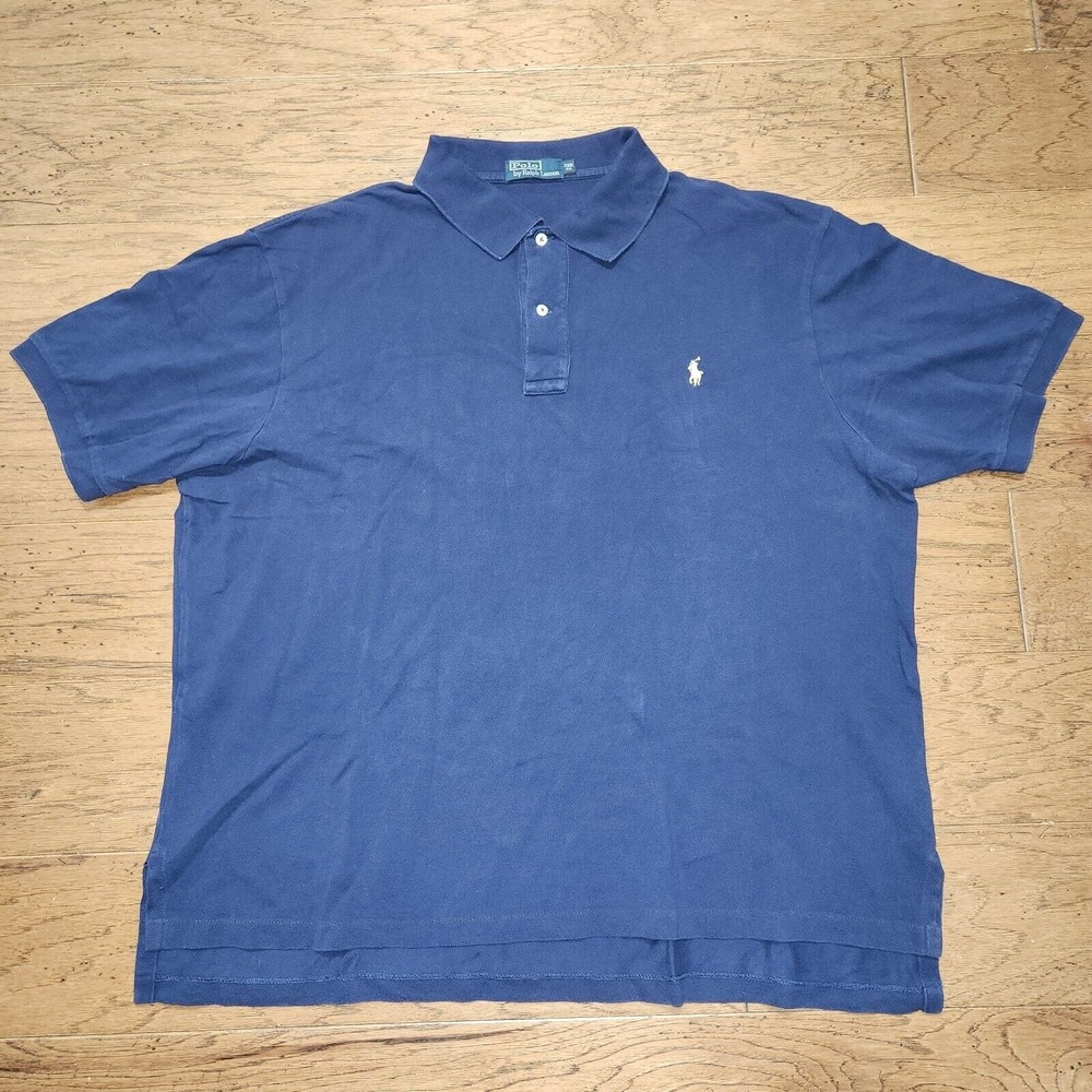 Polo Ralph Lauren Mens 2XB Navy Blue Casual Short Sleeve Polo Shirt Pony Cotton